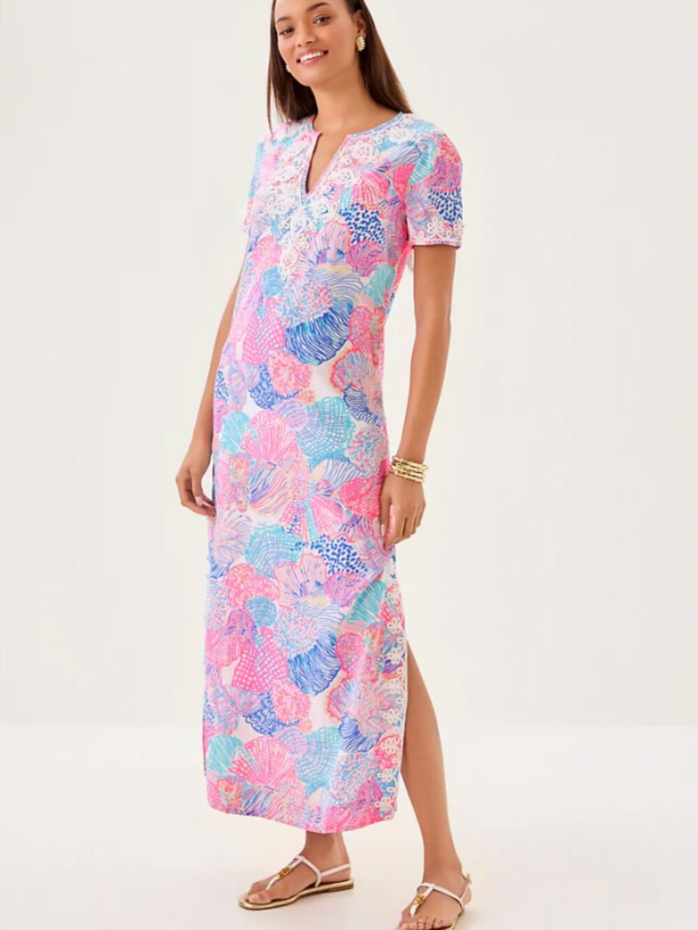 NWT Lilly Pulitzer Sz 10 Ariella Linen Maxi Dress In Multi Roar Of The Seas